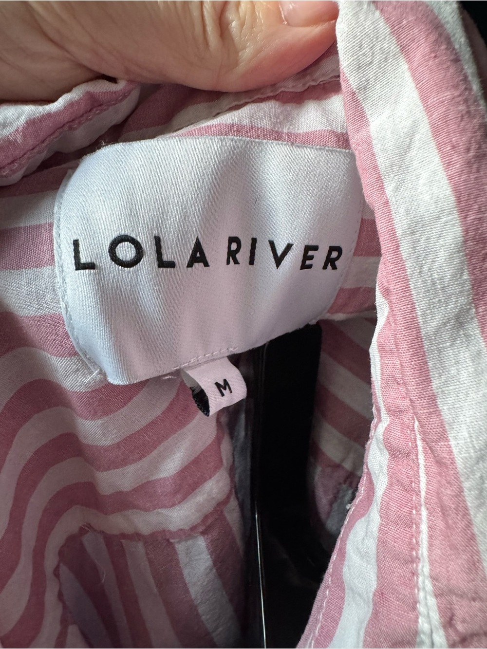 Lola River Women’s Medium Pink & White Striped Buttondown - Picture 2 of 8